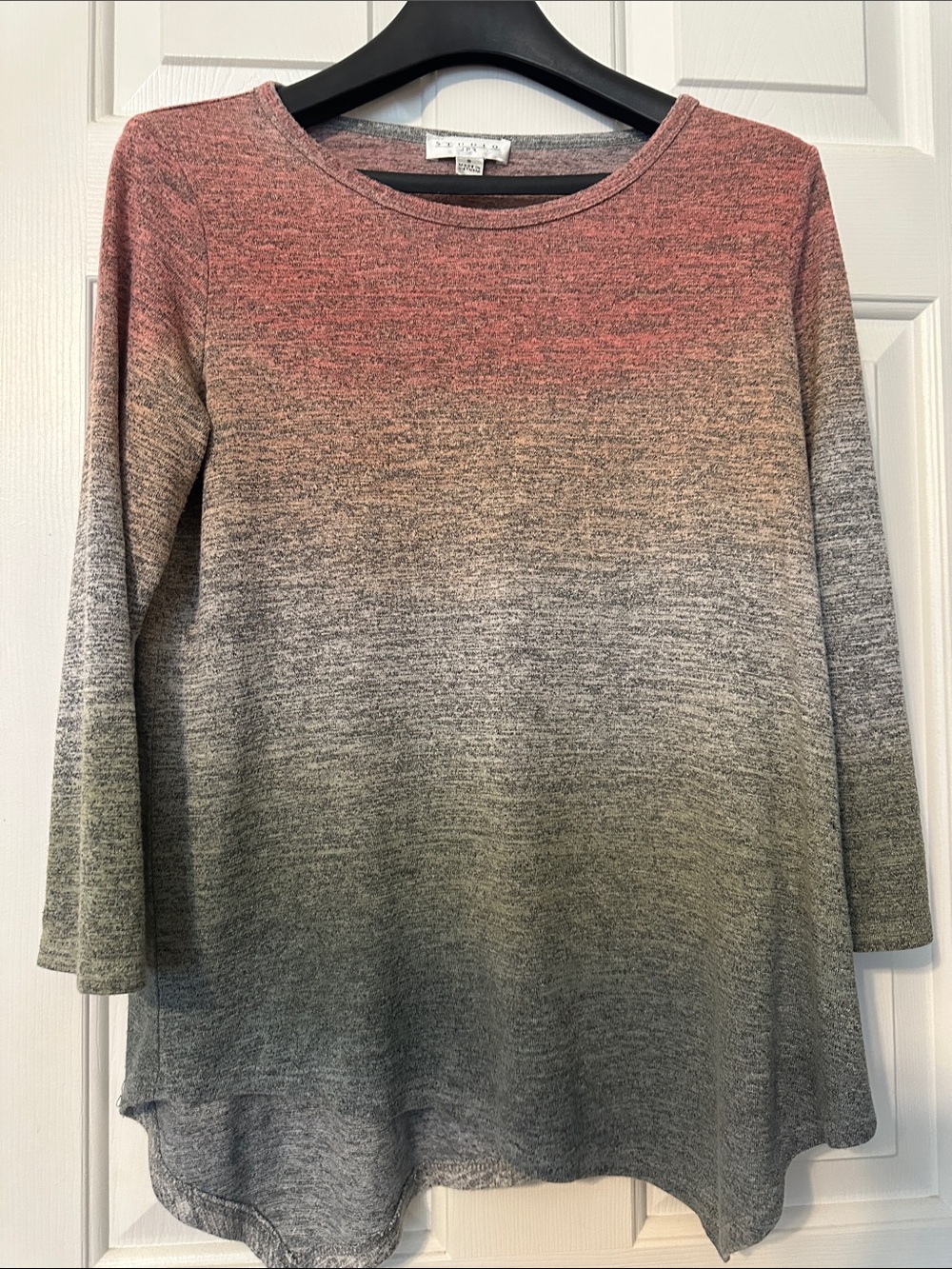 Ombré Asymmetrical Tunic Top- Pink to Gray Gradient